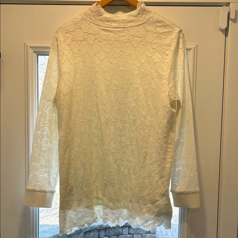 Soft Surroundings Camarra Lace Mock Neck Tunic Blouse XL Feminine Cottagecore - Picture 11 of 15